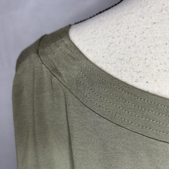 J Jill Stretch Womens Sz 3X Olive Green Faux Wrap Crossover Tunic Big Buttons - Picture 7 of 7